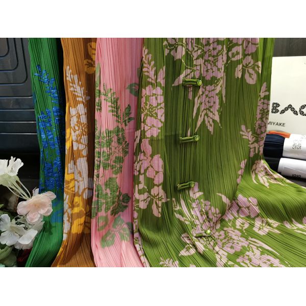 Original Design Pleated Chinese Style Disc Half Skirt 2024 Printed Pleated Skirt Wrap Slit Summer Skirt
