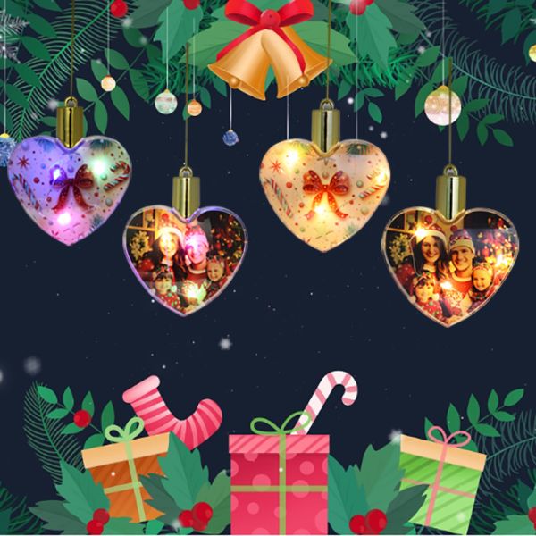 Sublimation Christmas Tree Hanging Ball With LED Custom Printing Christmas Ornaments