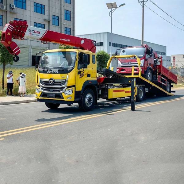 4*2 FOTON 10 Ton Flatbed Trailer With 8 Ton Crane    Tow Truck With  Crane