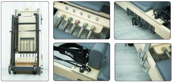 Portable Foldable Maple Pilates Reformer U+PL015C with Quick Setup Frame