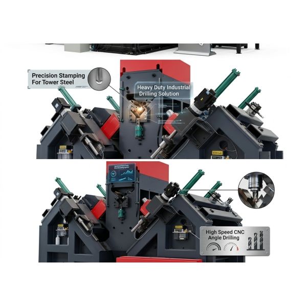 Model JNC2532 Cnc Angle Steel Drilling Marking Processing Line With Feed Channel