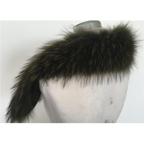Green Medium / Large 100% Gunine Raccoon Fur Collar For Coats