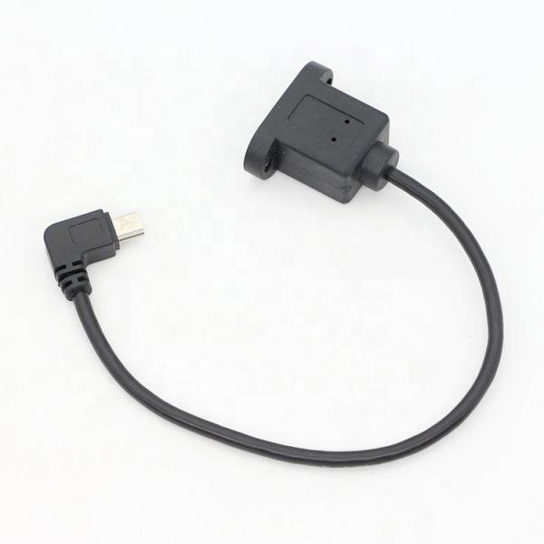 Cerradura de tornillo de 90 grados ángulo derecho de hombre a mujer Mini panel USB cable de extensión de montaje