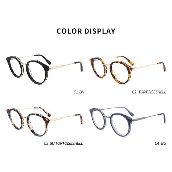 Ретро круглый OEM Очкиes ацетата и металла подгоняет ЛОГОТИП