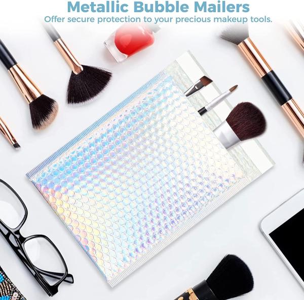 CTCX Custom Holographic Cushion Insulated Bubble Mailers Matte Aluminum Glamour Bubble Colored Metallic Foil Bubble Mailer