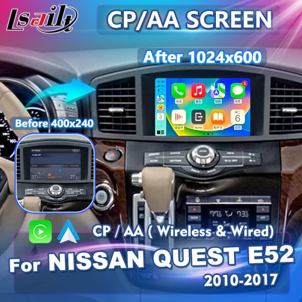 Lsailt Wireless Android Auto Carplay Screen for Nissan Quest E52 2010-2017