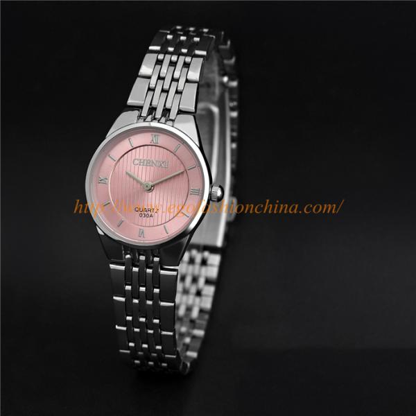 030A Pink Solid Color Watch Stainless Steel Watch Fashion Casual Watch Couple Watch Gift