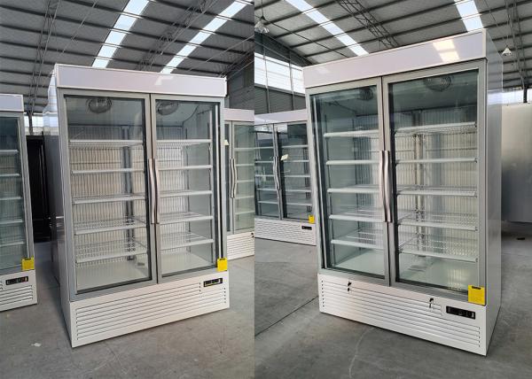 2 congeladores de vidro integrais da exposição da porta com etiqueta da energia
