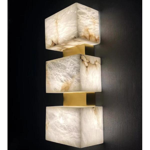 Lámpara de mármol moderno estudio de lujo LED Sala de estar moderna escalera del pasillo Cuarto de dormir cabezal lámpara de pared de mármol