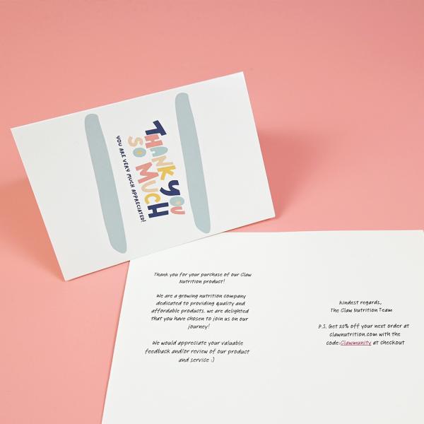 Impresión de logotipos personalizados Tarjetas de comentarios comerciales en púrpura para la promoción de pequeñas empresas