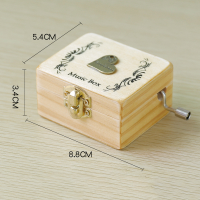 Christmas Holiday Wooden Jewelry Music Box with Silk-Screen Printing and Burned Design