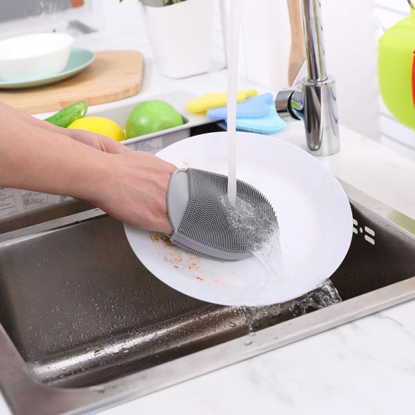 Double Side Silicone Sponge Dish Washing Brush for Stain-resistant Kitchen Cleaning