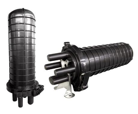 Black FTTH Fiber Optic Cable Splice Box With CE RoHS FCC Certification