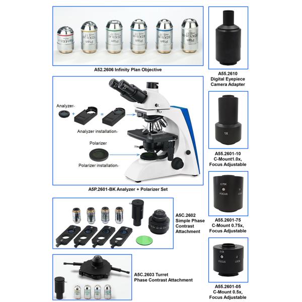 Микроскоп лаборатории Тринокулар исследования микроскопа А12.2603 смеси СИД 40-1000кс оптически биологический