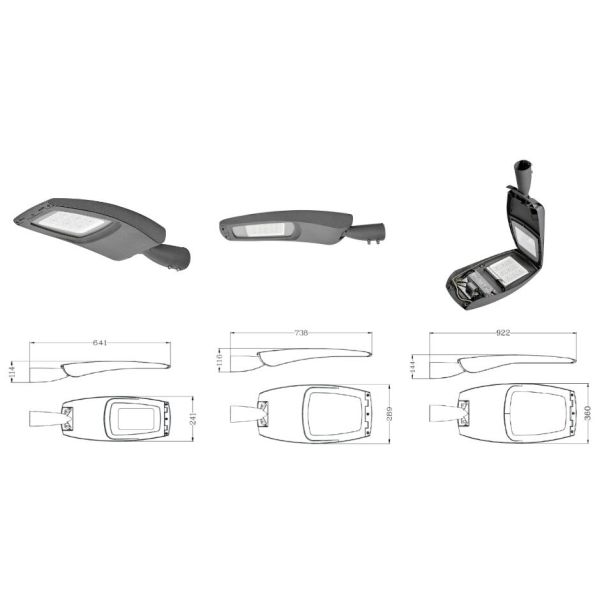 Outdoor Die Casting Aluminium LED Street Light Housing Parts With 120° Beam Angle