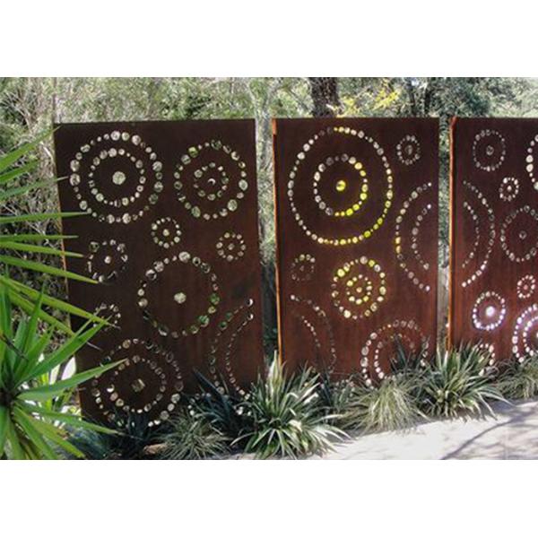 Patrón de círculo de acero inoxidable, adornos de jardín, panel de pantalla de privacidad, acero corten