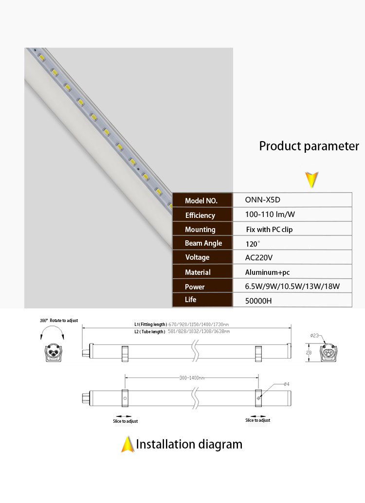 ONN-X5D 220V IP54 670mm LED Refrigerator Light For Display Cooler Freezer Cabinet Lighting