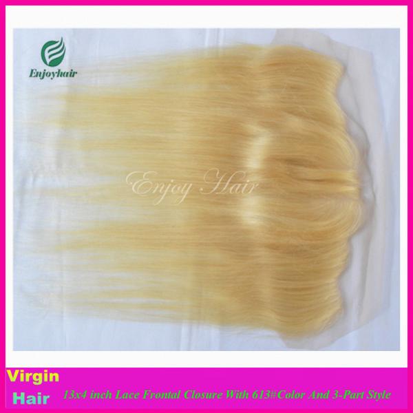 7A malaysian virgin hair 3-part lace frontals 13''x4'' ,613# color straight hair closure