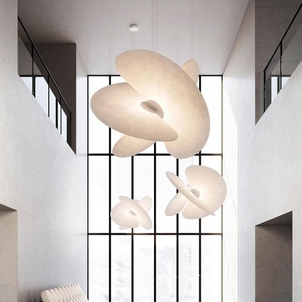 JYLIGHTING Wabi Sabi Pendant Light Modern Silk Chandelier Living Room Dinning Room Shamrock White Silk Pendant Light