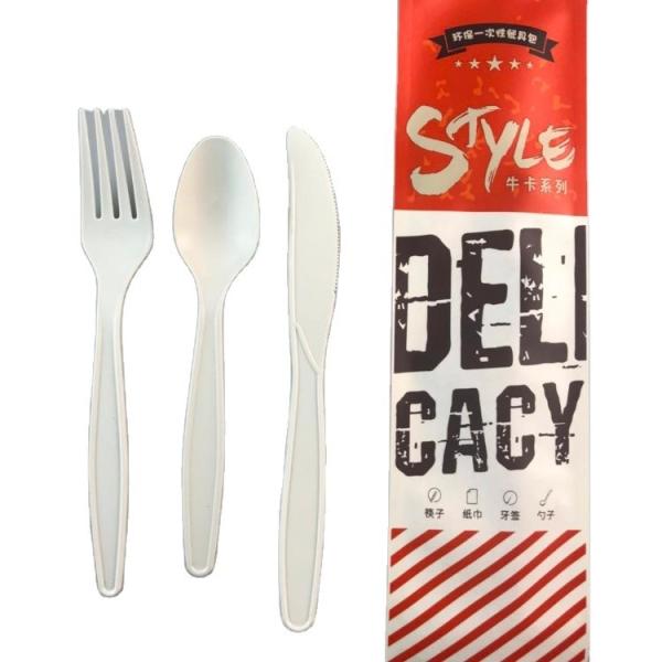 Sustainable Flatware Set Disposable PP Cutlery in Kraft Paper Box for Eco-Friendly Needs