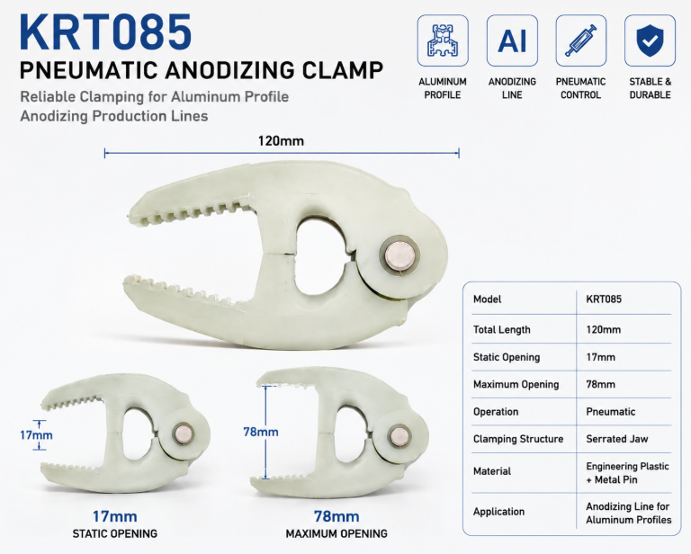 120mm Serrated  Anodizing Clamps Pneumatic Fixture For Automated Lines