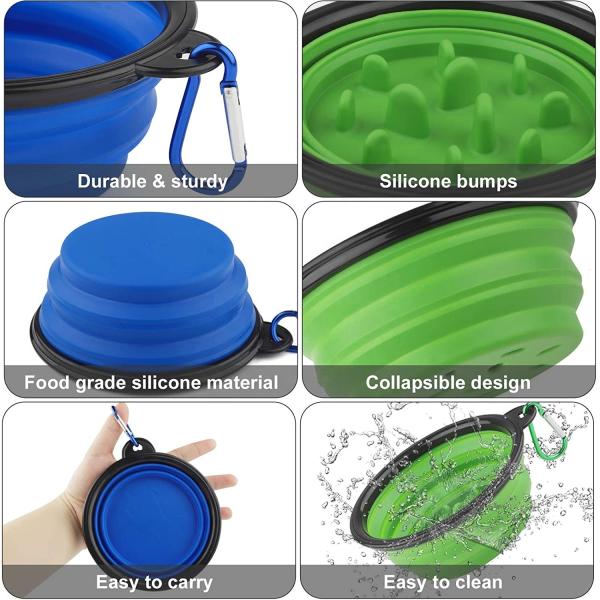 Da bacia lenta dobrável da água do cão comer do silicone dobrável portátil para molhar de alimentação