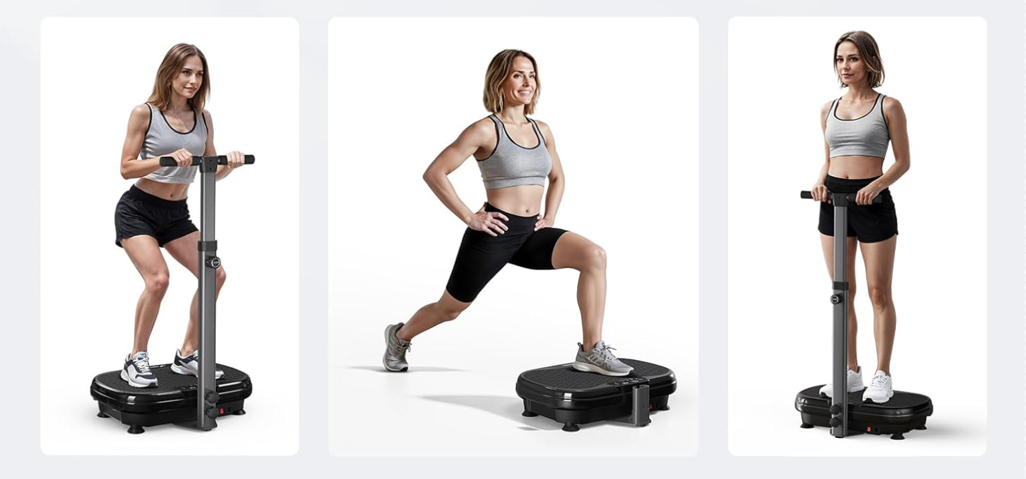 Vibration Plate Exercise Machine with Handrail, Exercise Equipment for Women Men Home