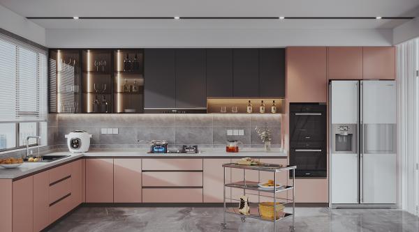 Factory Cherry Kitchen Cabinet With Raised Door With Granite Countertop