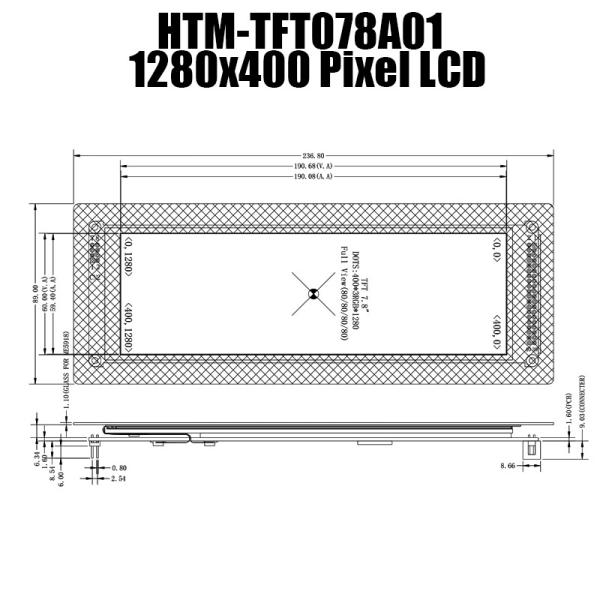 Affichage de 7,84 de pouce de barre IPS TFT LCD de style 1280x400 MCU pour le moniteur de voiture