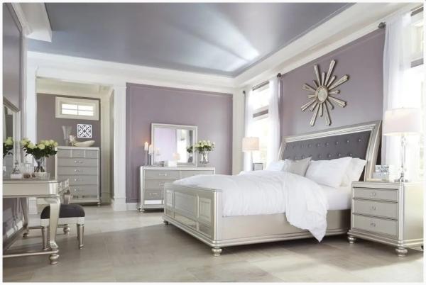 MDF Metal Platform Bed 5 Piece Bedroom Sets Queen King Size