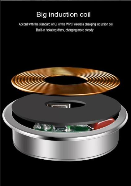Embed Wireless Phone Charger  Silver Color Beautiful Surface Lightweight