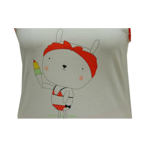 100% Cotton Ladies Loungewear Sets Cartoon Printing Sleeveless Top + Allover Print Shorts