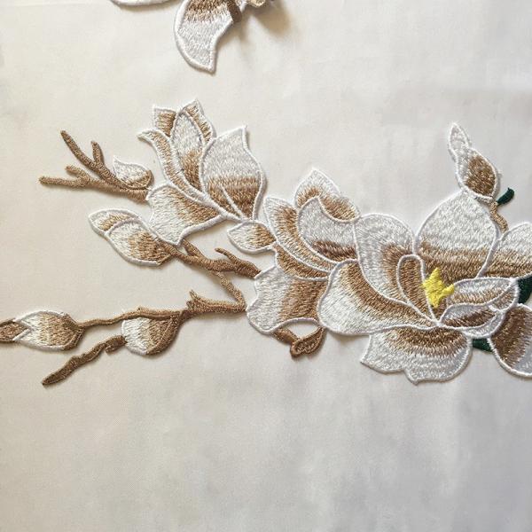 Hot Fix Motif mangnolia Embroidery Lace Flower for Cheongsam