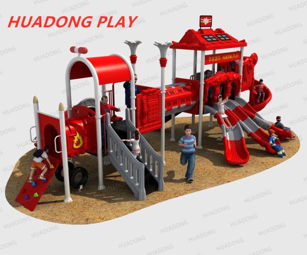 Food Grade Fire Control Theme Kids Plastic Slide For 3-12 Years Old Age