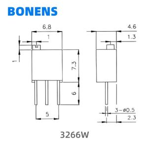 3266W 1k Ohm Metallic Glass Glazed Precision Multiturn Trim Potentiometer