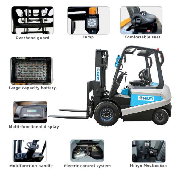 Full Automatic 4 Wheel Electric Forklift Truck 2 Ton Battery Operated Convenient electric sit down forklift
