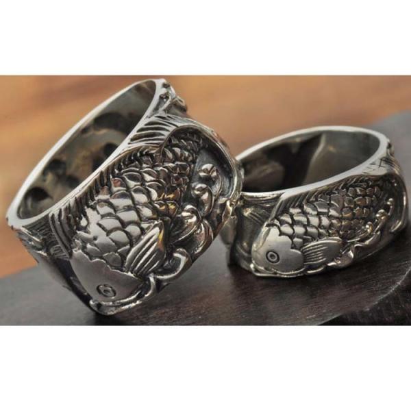 Sterling Silver Women's Men's Band Ring Thai Vintage Fish Style 925 Siver Ring (R603084)