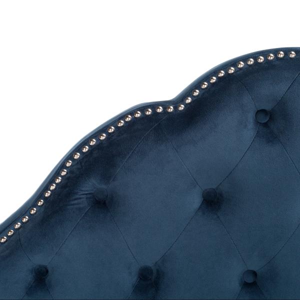 Navy velvet Luxury bed furniture Queen King Full size bed with tufts and nails design for Hotel Bedroom