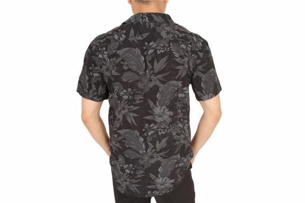 100% Viscose Summer Casual Leaf Print Short Sleeve Shirt Beach Style
