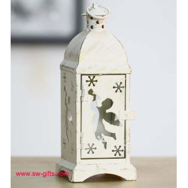 White Metal Lantern Christmas Decoration Designs Hurricane Lamp Nordic Candle Holder