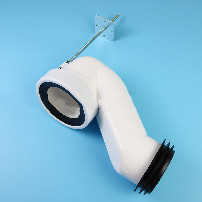 Modern White Plastic PP Toilet Pan Connection Pipe With Exhaust Elbow For Bathroom Fittings Connection Pipe