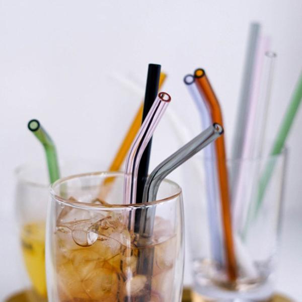 Reusable Glass Straws Multiple Colored Borosilicate Glass Drinking Straws