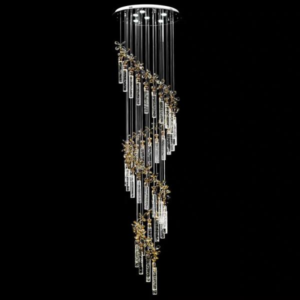 Nouveau salon à bulles de cristal à colonne de lumière LED de luxe simple lampe suspendue longue villa duplex escalier tournant immeuble de grande hauteur