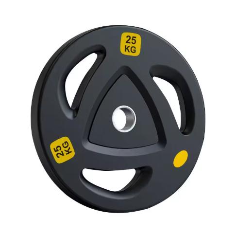 Iron Coated Rubber Gym Weight Plates 5 LB 10 LB 25 LB 35 LB 45 LB Tri Grip Weight Plates