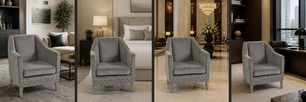 Vintage Nailhead Velvet Accent Chair, Single Seat – CYC-044