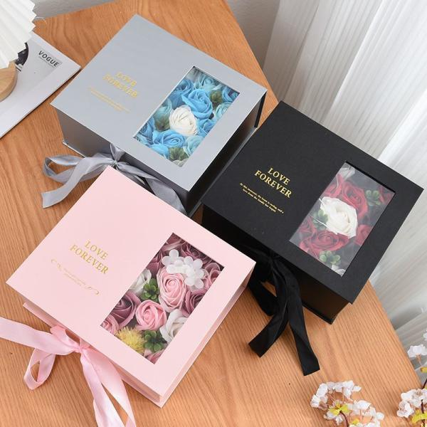 Rigid Cardboard Jewelry Flower Gift Packaging Box Custom Logo Printing