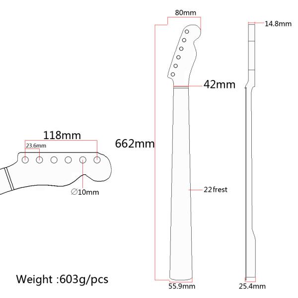 Rosewood Guitar Neck Alto Brilhante C Forma 6 Cordas TL Electric Bass Neck