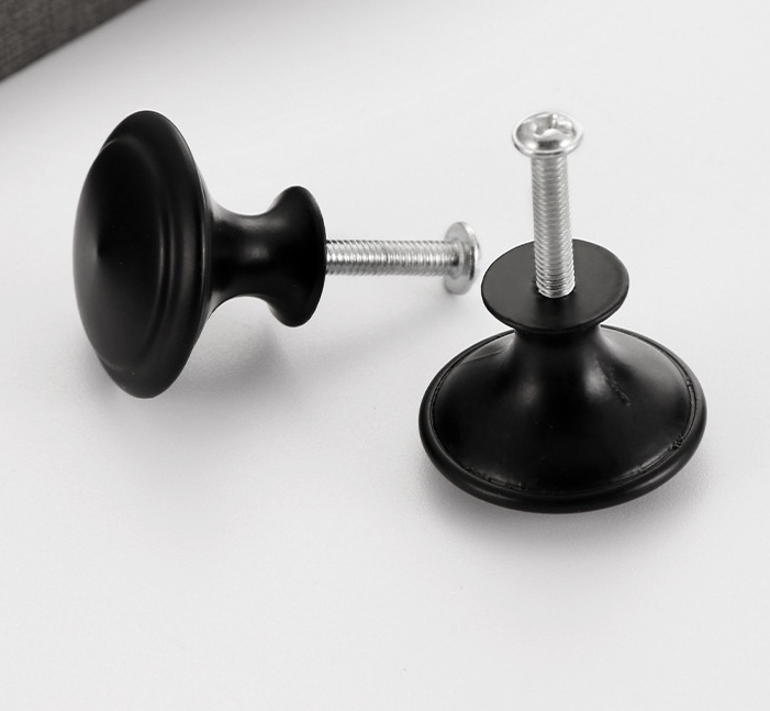 Modern Silver Black Drawer Handle and Knob Plating Round Cabinet Knobs for Furniture