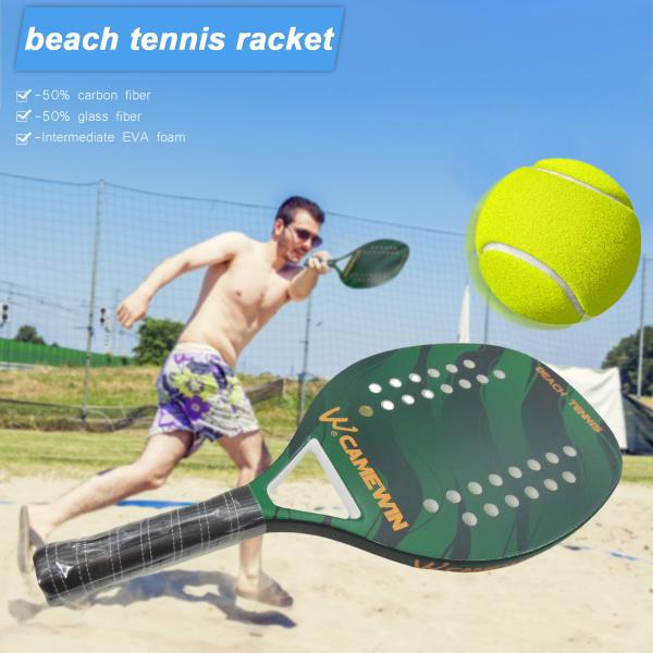 Beach Tennis Padel Racket  Carbon Fiber Paddle Racket Soft EVA Face Outdoor Ball Sports