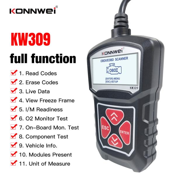 KW309 OBDII EOBD МОЖЕТ инструмент развертки для 12 языков корабля дизеля 7 бензина легких для того чтобы работать